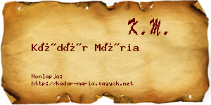 Kádár Mária névjegykártya