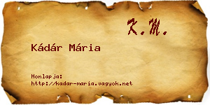 Kádár Mária névjegykártya